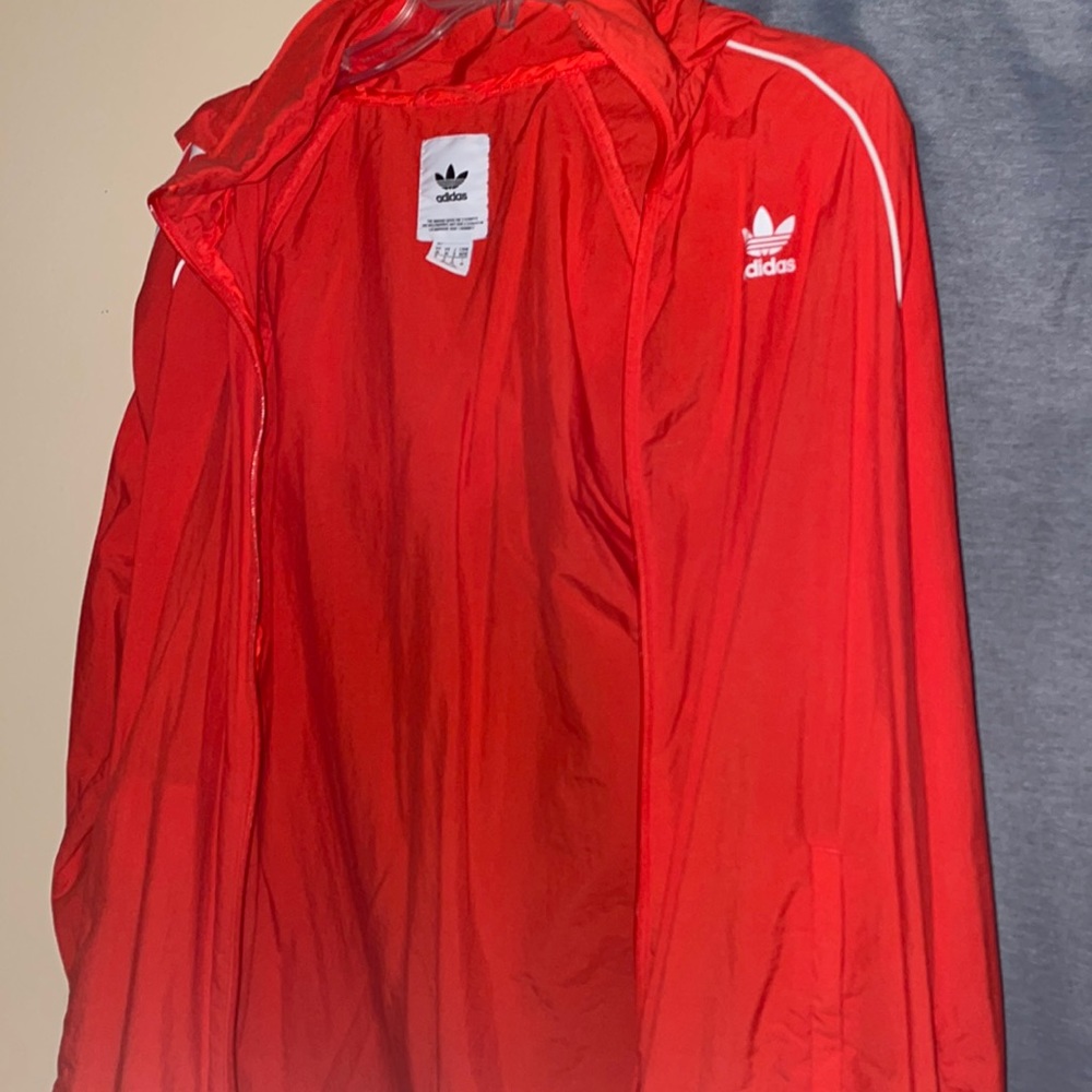 Red Adidas Originals Windbreaker with Hood